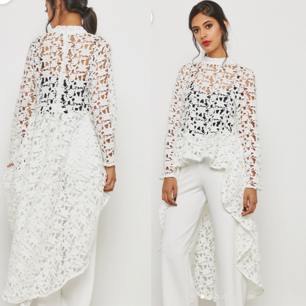 New Crochet Lace Fish Tail Asymmetrical Top